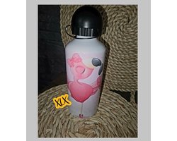 Bedrukte bidon met flamingo`s, Bidon, Bedrukte drinkfles met flamingo`s, Flamingo, Bedrukte fles, XLX®