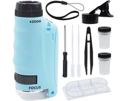 Zakmicroscoop voor Kinderen met LED Verlichting - 50x tot 250x Vergroting - Handmicroscoop - Pocket Microscoop voor Thuisstudie - Wetenschap Cadeau - Onderwijs Speelgoed - Kleuterschool & Tieners