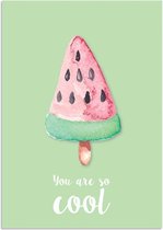 DesignClaud You are so cool poster - IJsje - Tekst poster - Wanddecoratie - Groen A3 + Fotolijst zwart