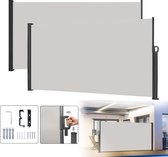 vidaXL Zijluifel, wandluifel met PU-coating, inkijkbescherming voor balkon, terras, tuin, windscherm, luifel, uittrekbaar, crème polyester