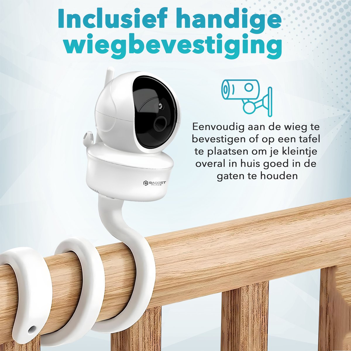 Gadgetplace 5-inch videobabyfoon met wiegbevestiging thumbnail 3