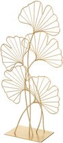 Ornement MISOU - sur pied - pour intérieur - Goud - 57 cm - Statue feuille - sur pied - Décoration de rebord de fenêtre - Décoration de chambre - Fer
