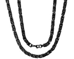 Ketting heren zwart - Zwarte halsketting byzantijns - 50cm lengte heren - ketting schakel Crypto Mauro Vinci - met karabijnsluiting - geschenkverpakking
