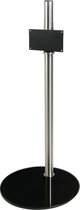Cavus RVS vloerstandaard met zwarte glazen voet voor TV's tot 32 inch - 120 cm hoog