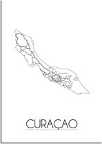 DesignClaud Curacao Plattegrond poster A4 + Fotolijst zwart