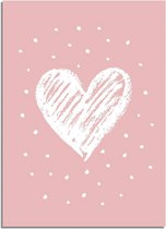DesignClaud Valentijn poster Hart - Valentijnscadeautje - Roze A3 + Fotolijst wit