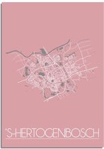 DesignClaud s-Hertogenbosch Plattegrond poster Roze  - A3 poster (29,7x42cm)