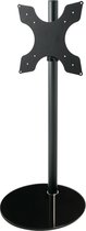 Cavus Sphere L 120 cm Design Tv Vloerstandaard - Hoogglans Zwart Glas & Trendy zwart staal - Tv meubel geschikt voor 32-65 inch tot 30 kg - VESA 400x400 300x300 200x200