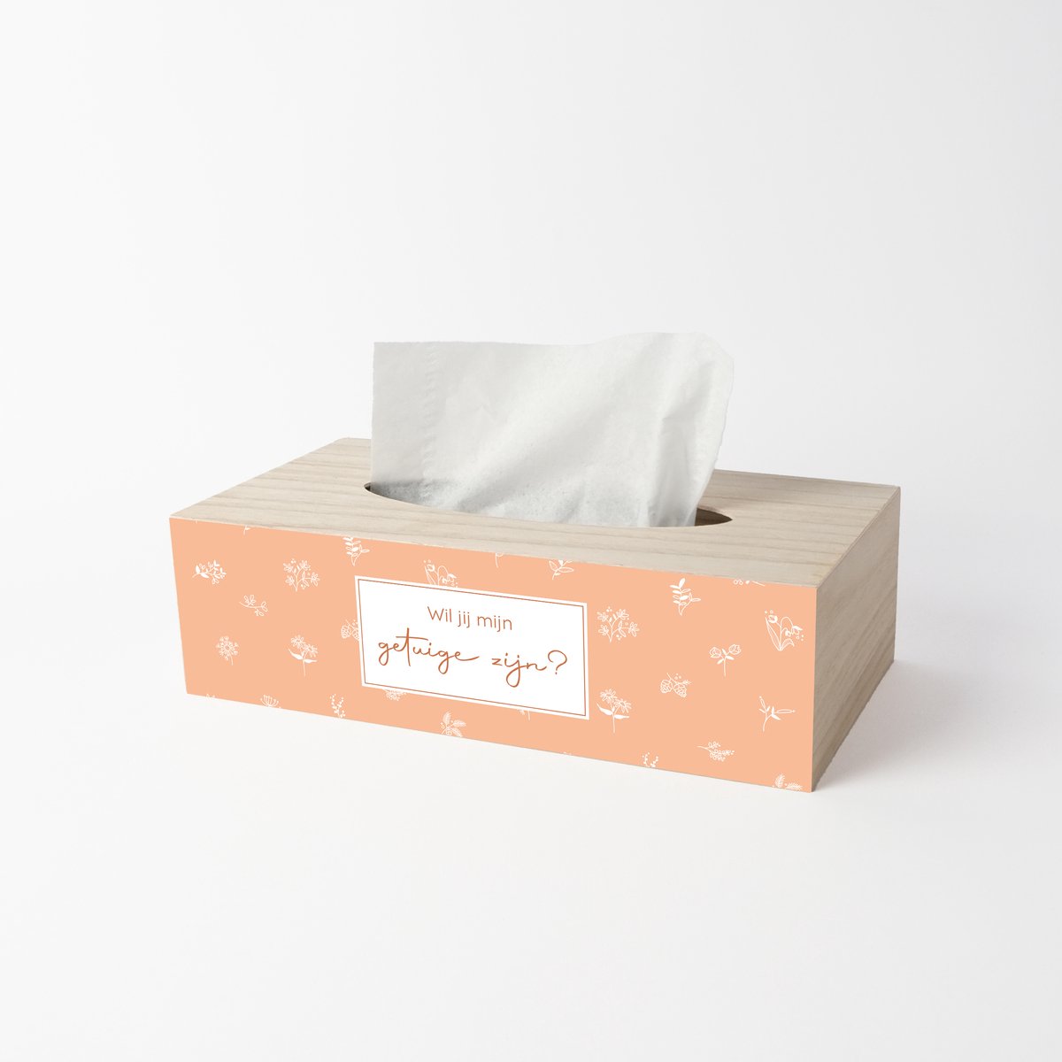 Tissue box - Cadeau getuige - Wil jij mijn getuige zijn - Getuige vragen - Zakdoekendoos - Orange botanical design