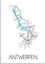 DesignClaud Antwerpen Plattegrond poster A3 + Fotolijst wit