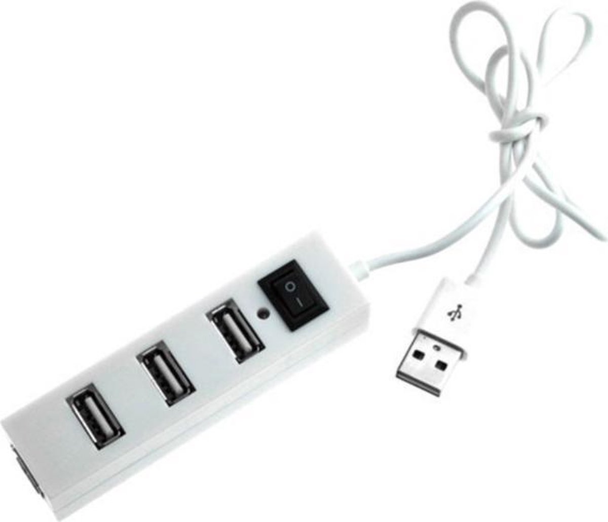 USB hub met 4 poorten en aan/uit schakelaar - USB2.0 - busgevoed / wit - 0,25 meter