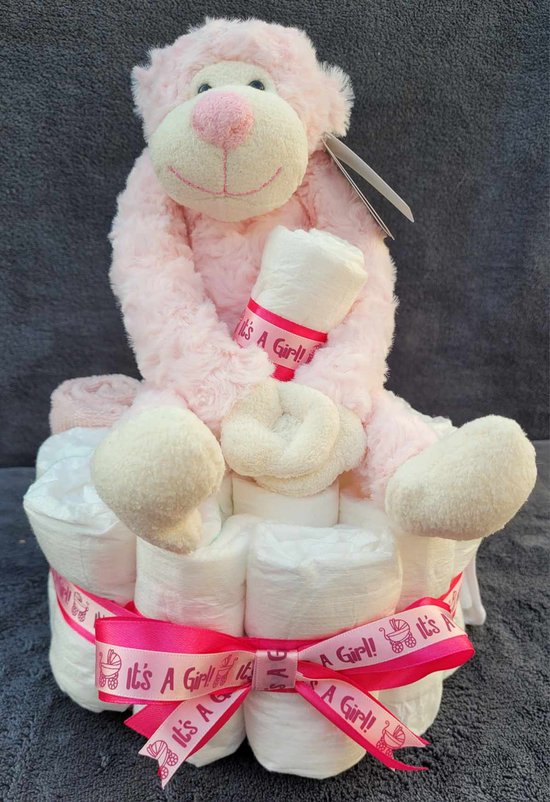 Foto: Luiertaart 2 laags blauw met happy horse richie knuffeldoekje blauw perfect als kraamcadeau 