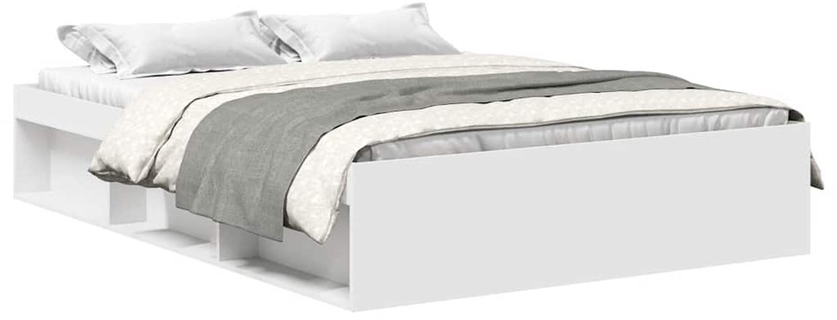 vidaXL - Bedframe - wit - 140x190 - cm
