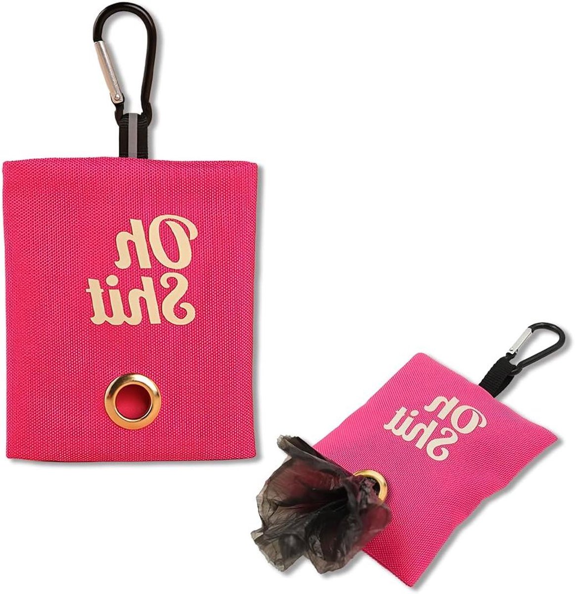 Hondenpoepzakhouder - Roze, met riemhaak