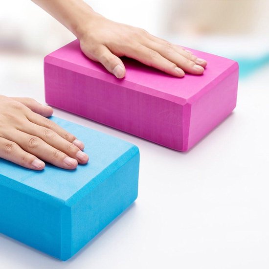 RETON Yogablokken, set van 2 stuks, met riem, paars blok met hoge dichtheid, lichte EVA-schuimsteen, antislip voor pilates, stretching, verbeter de flexibiliteit, inclusief 2 riemen