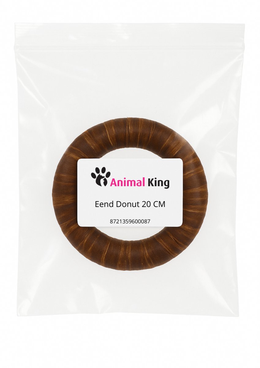 Animalking Eend Donut Hond - Hondensnacks - Kauwstaaf Hond - Kauwbotten Hond - Kauwring - 20 CM