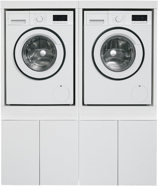 Vidaxl wasmachine- en drogerverhoger dubbel met lades wit Vidaxl wasmachine- en drogerverhoger dubbel met lades wit