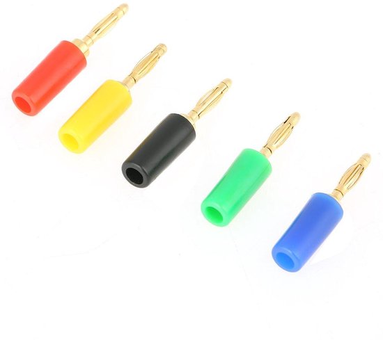 Sonero Bananenstekker Set – 8 Stuks, 24k Verguld, Geschikt Voor Luidsprekerkabels Tot 6 Mm², Met Kleurcodering (zwart/rood), Dubbele Schroefverbinding