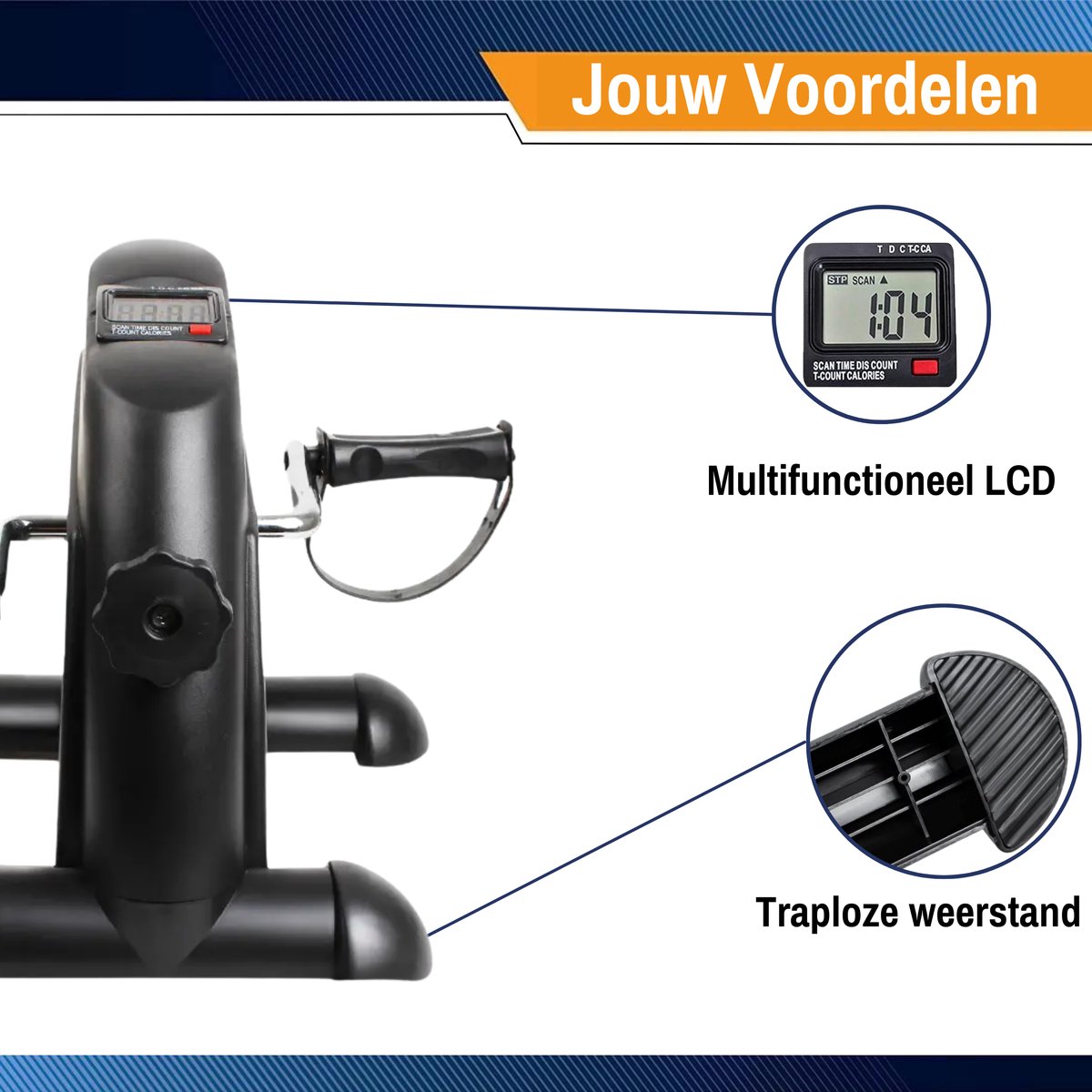 Afbeelding 2 van Healthfox Bureaufiets – Stoelfiets Inclusief Anti-Slip Mat – Deskbike Ergonomisch, Stil & Verstelbaar – Met LCD Scherm
