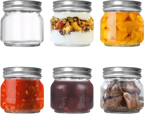 LIMILI Glazen potten met deksels, 12 stuks 500 ml multifunctionele