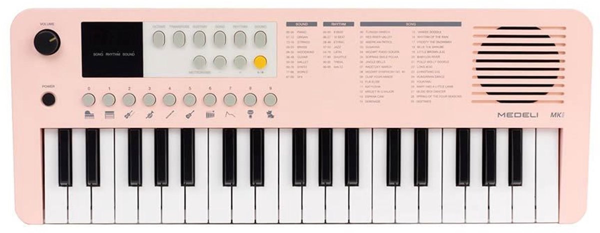Keyboard - Medeli MK1-PK - 37 mini-toetsen - USB-C voeding - 10 klankknoppen - Roze