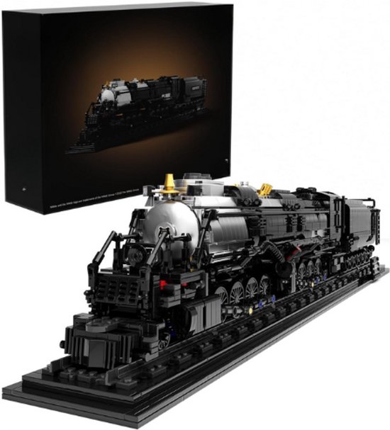 Trein Big Boy Retro Stoomlocomotief Klembouwstenenset - Locomotief Model Met Rails - Bouwspeelgoed - Trein Spoorweg - Cadeau Voor Volwassenen En Jongens