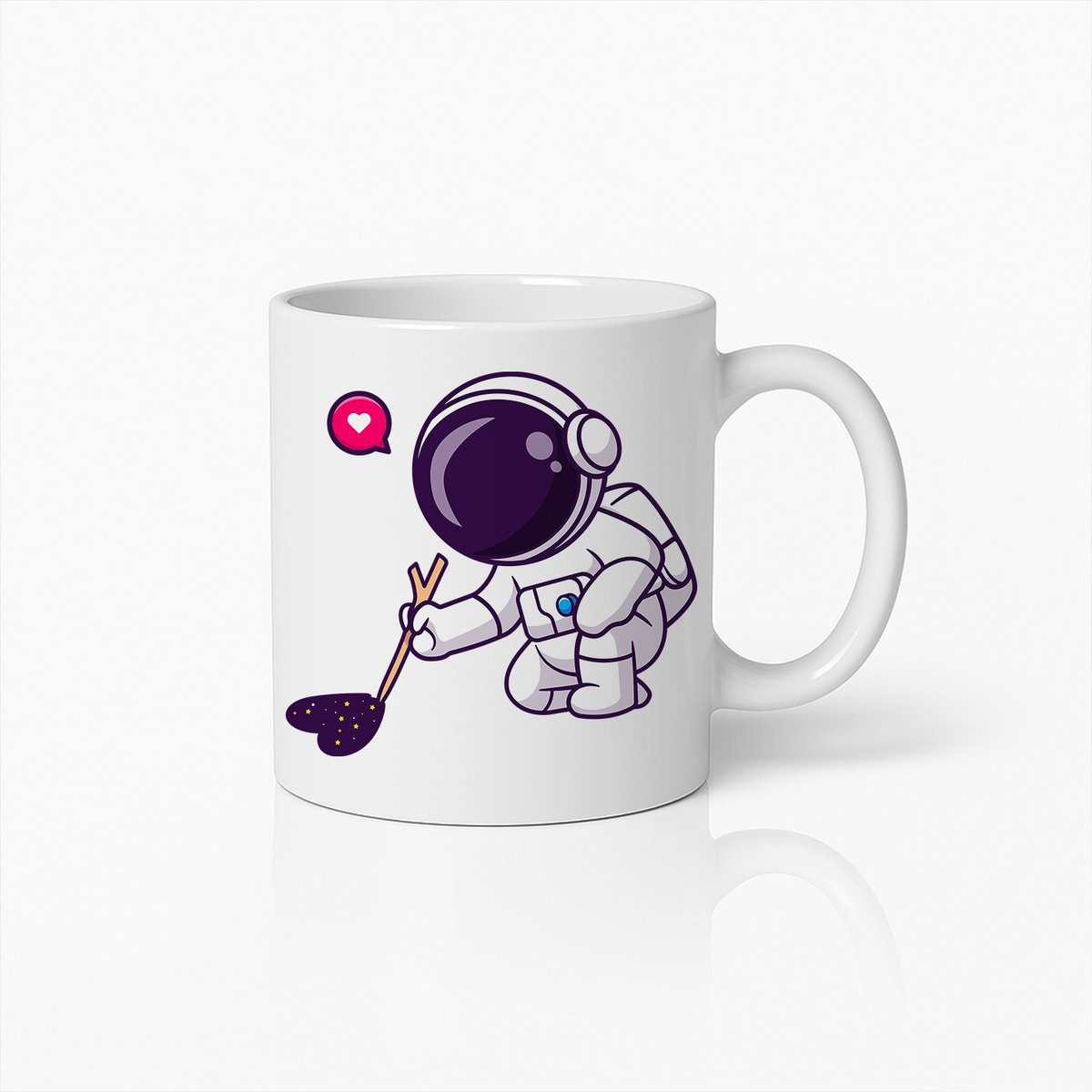 Schattige Astronaut Schildert Hart Mok – Lief Ruimte Kunst Koffiekopje