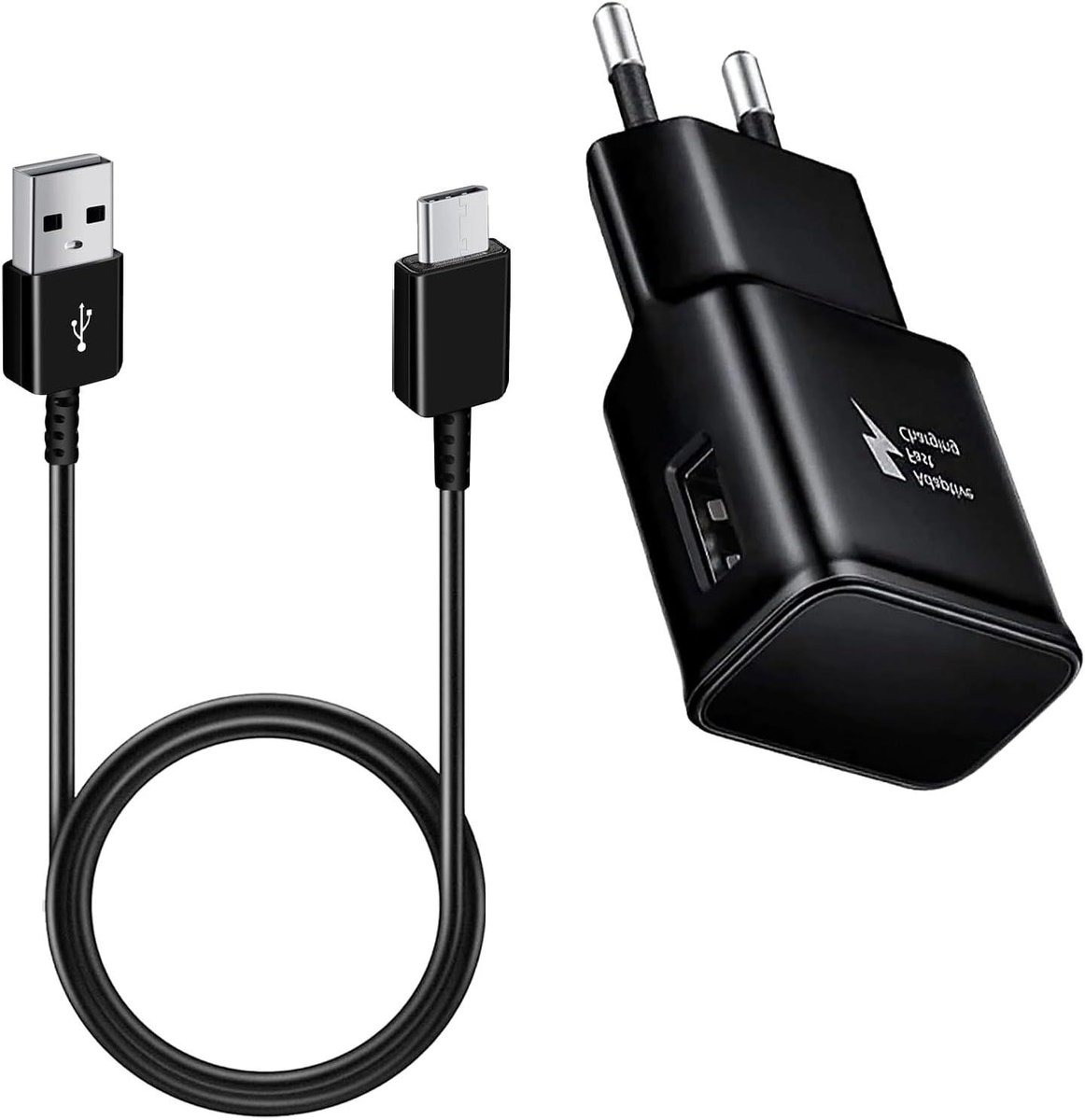 USB-C snellaadkabel 1 m voor Samsung Galaxy S23 S22 S21 S20 S10 S10+ S9 S9+ S8 Note 8 9 10 - 15W USB C-voeding met snellaadfunctie robuust en betrouwbaar