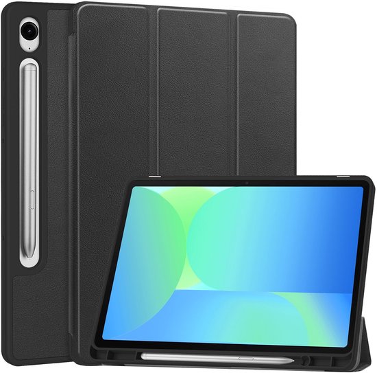 Hoesje - Geschikt voor Samsung Galaxy Tab S10 FE - Dun & Stevig - Hard Cover Case - Trifold Bookcase Hoes - Met Uitsparing Geschikt voor S Pen - Hardcover Book - Tablethoes - Zwart