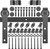 Schuifdeurbeslag, roestvrij staal, 200 cm, schuifdeuren, schuifdeursysteem, complete set looprail, wielset voor 1 houten deur, 100 cm breed, T-vorm