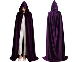 Joya Party® Luxe Mantel Volwassenen Met Capuchon 170 cm | Kostuum voor Carnaval Halloween | Paarse Cape | Vampier Cape | Verkleedkleren Volwassenen | Dames en Heren | Donker Paars | 170 cm lang