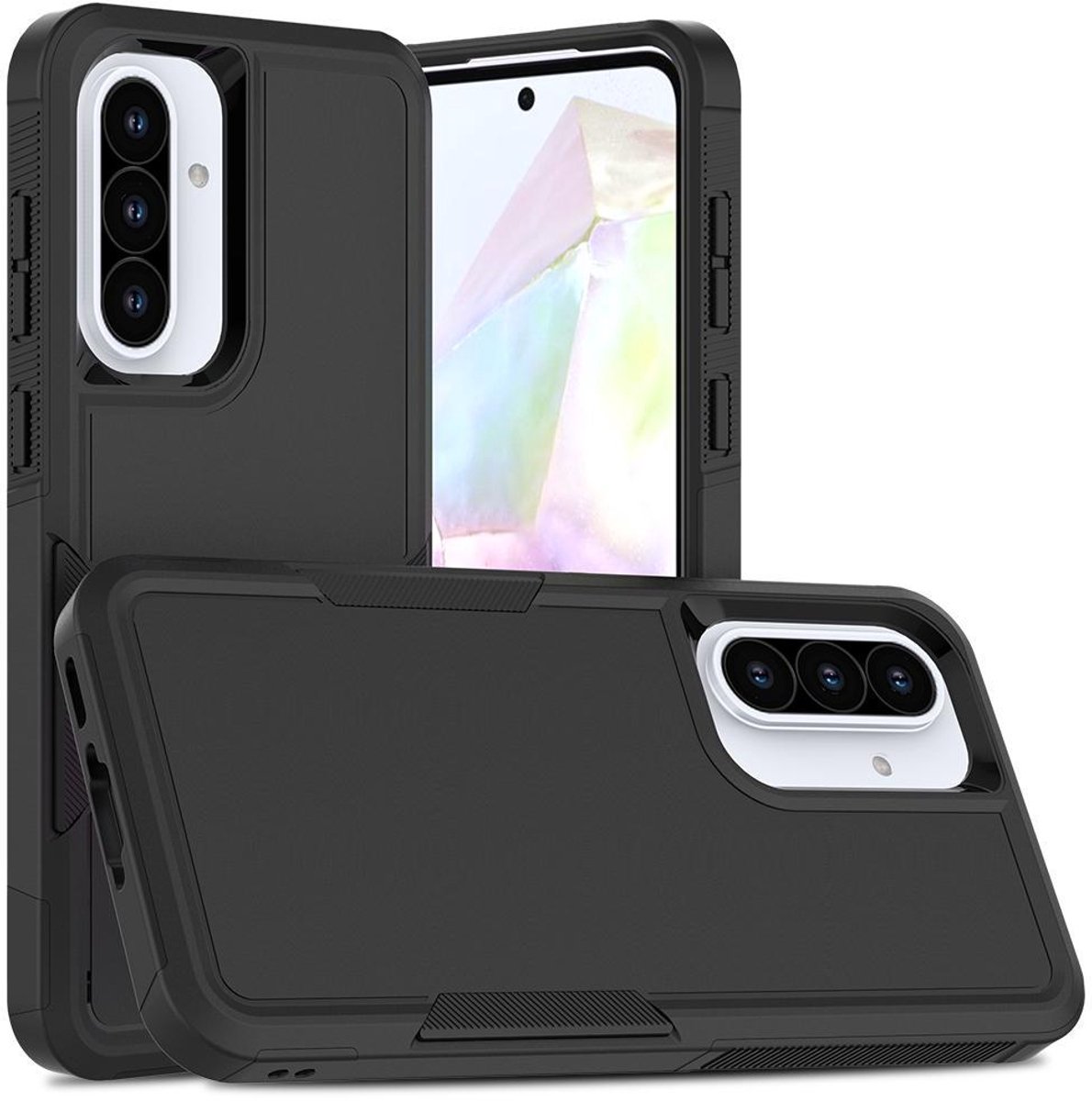 Mobigear Hoesje geschikt voor Samsung Galaxy A56 Telefoonhoesje Hardcase | Mobigear Heavy Armor Backcover Shockproof | Schokbestendig Galaxy A56 Telefoonhoesje | Anti Shock Proof - Zwart
