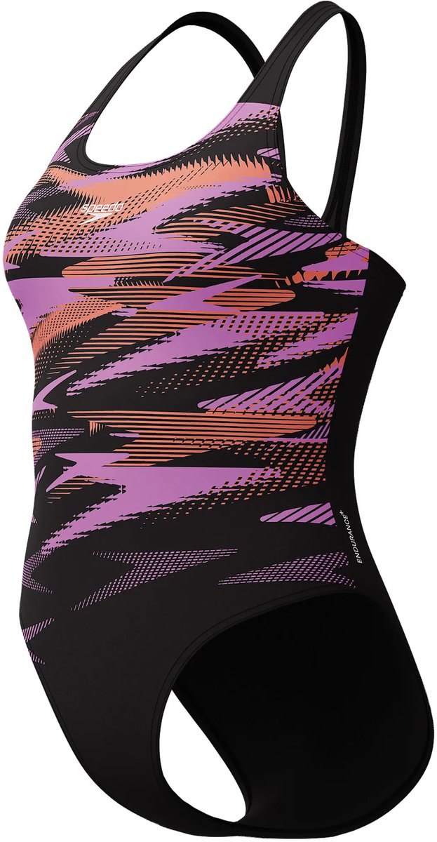 Maillot De Bain Speedo Pulseback Pour Fille - Imprimé Rose/orange, Dos Sportif - Résistant Au Chlore