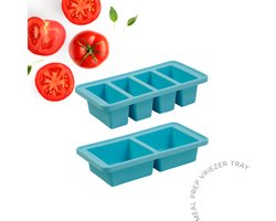 Foodcube – Babyvoedingbewaarbakje – Meal prep bakje – Diepvriesbakje – Vershoudbakje – 100% siliconen vriezer tray met deksel – BPA vrij – Geschikt voor Vriezer, Magnetron, Oven & Vaatwasser – Set van 2 - 4 x 250ml en 2 x 500ml - Blauw