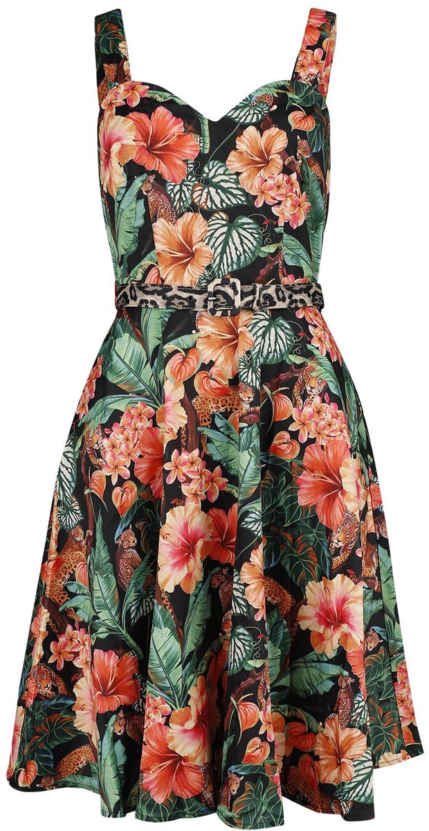 Voodoo Vixen Jungke Print Flare Dames Midi-jurk - meerkleurig - 4XL