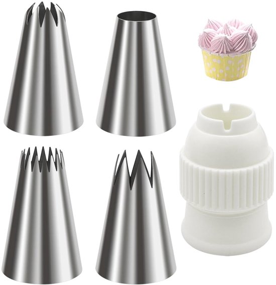 Ruimooto 15 stuks professionele spuitmonden van roestvrij staal 304 voor spuitzak 1 reinigingsborstel voor cake, cupcakes, koekjes