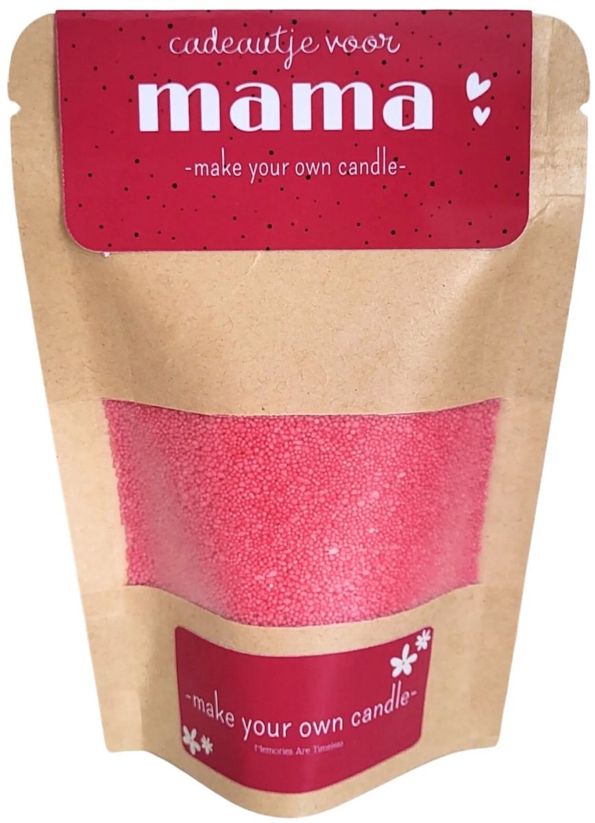 Memories Are Timeless DIY Kaarsenpakket Roze/Rood voor Mama - Maak je Eigen Kaars of Waxinelichtjes - Moederdag Cadeau - Creatief Kado met Kaarszand en Lontjes in Kraftzak