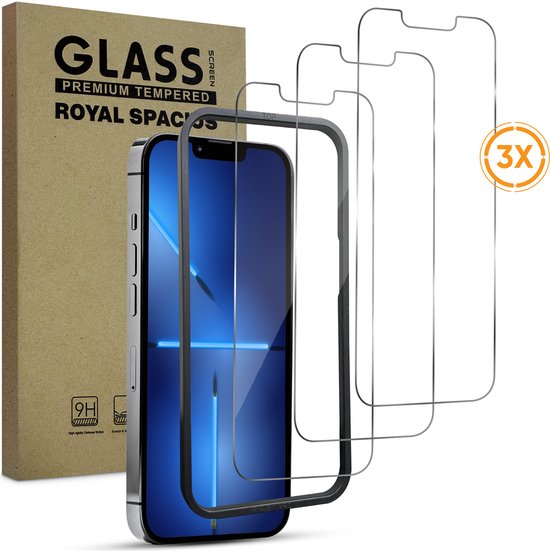 Screenprotector geschikt voor iPhone 13 / 13 pro / 14 / 16e – Met Uitlijn tool – Gehard Beschermglas – Tempered Glass Screen Cover – 3 Stuks