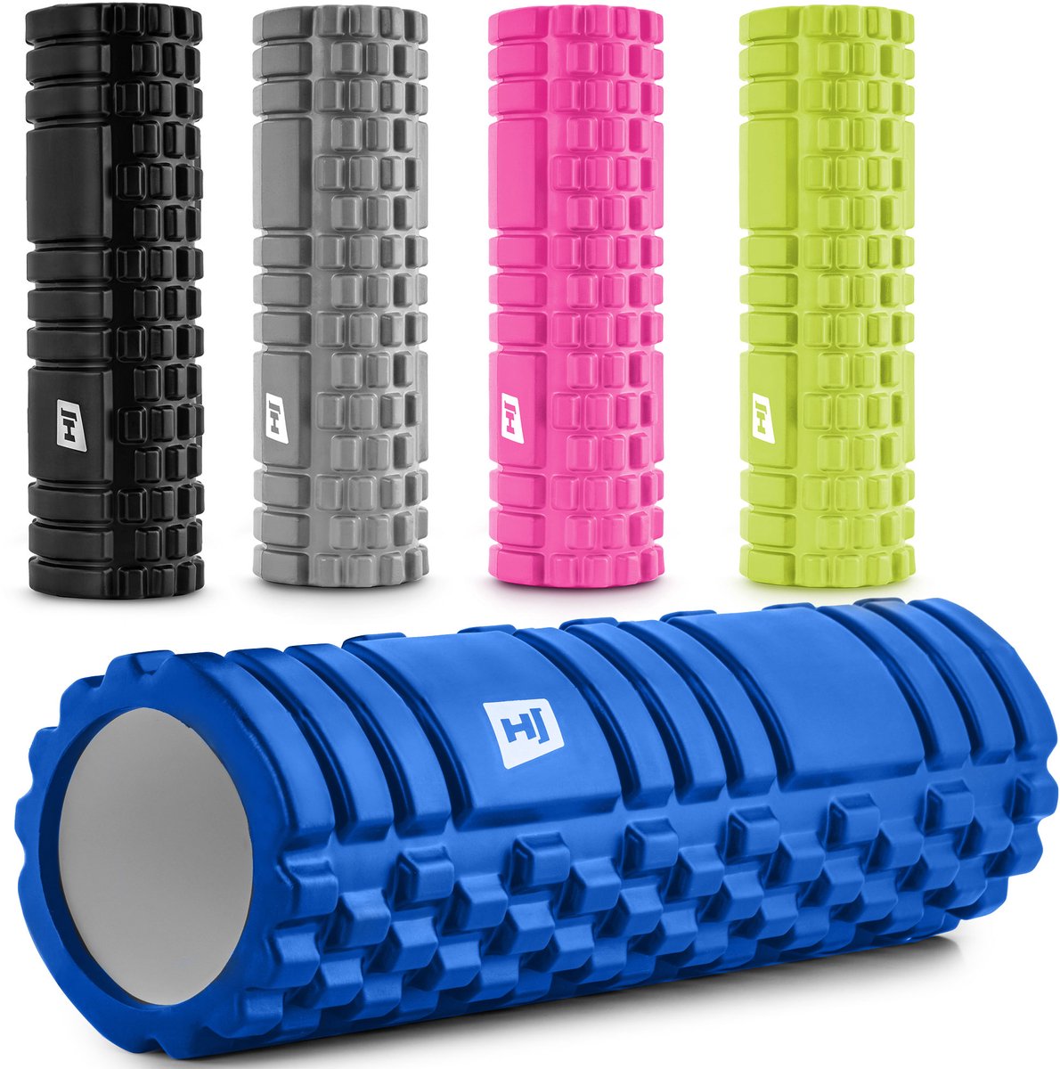 Hop-Sport Fasciarol HS-A045YG – Massage Foam Roller met Golfstructuur, 45x14 cm, Medium Hardheid voor Spierherstel (Blauw) thumbnail 3
