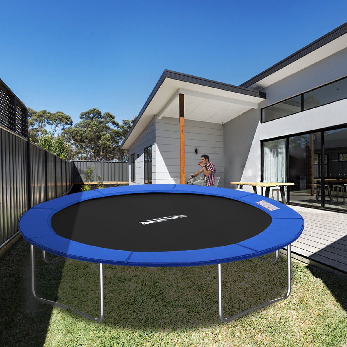 Trampoline-randafdekking, veerafdekking, Ø 305 cm, UV-bestendigheid, scheurbestendig, randbescherming, veiligheidsmat, trampoline-accessoires, standaardmaat voor trampolines blauw – foto 4