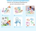 Collage van zes afbeeldingen die de verschillende speelmogelijkheden tonen met de Mauzek® houten vormenpuzzel.