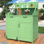 Bol.com Gutent Gereedschapberging - Houten Tuinkasten - Met Planken - Buiten Kasten - Patio Kasten-Groen aanbieding