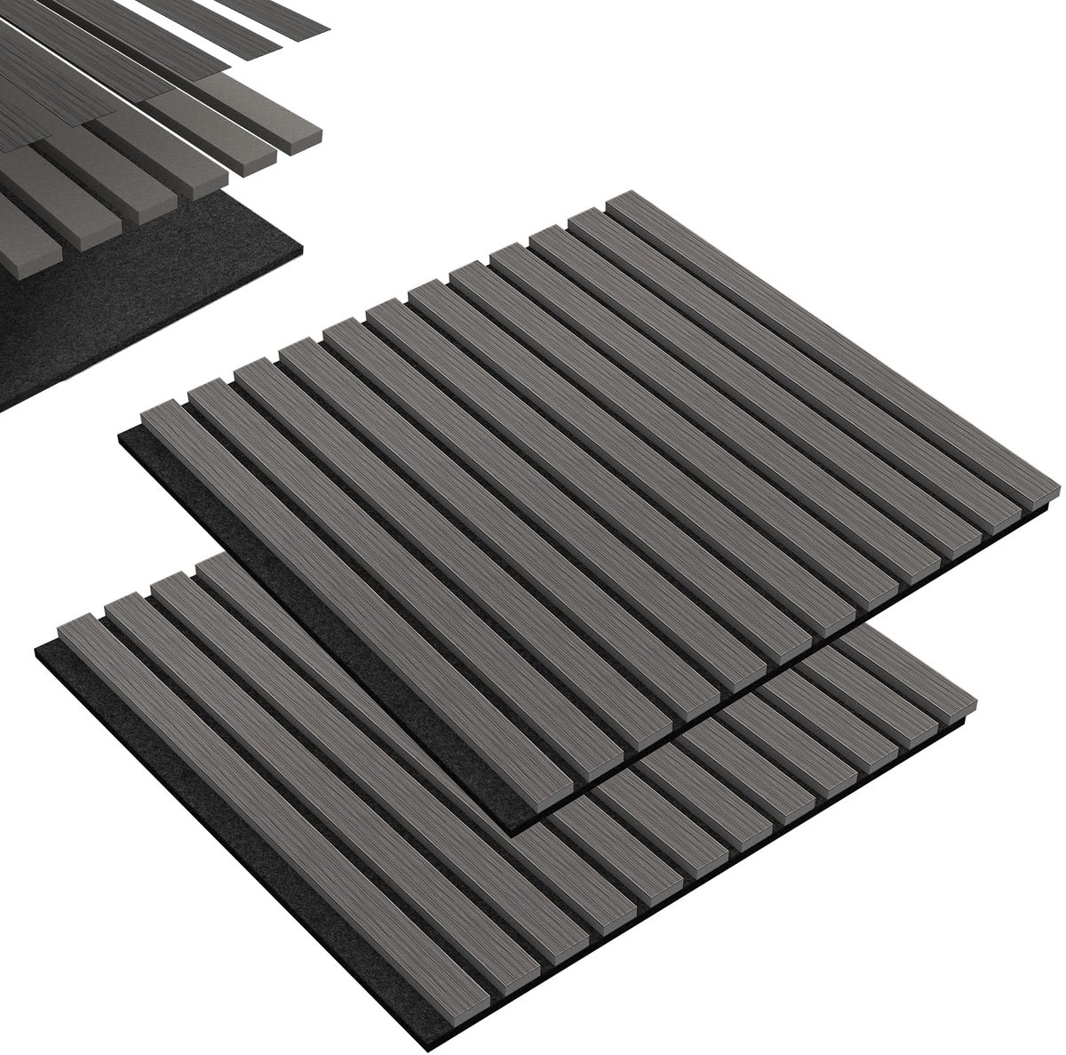 2 stuks Geluidisolatie - akoestisch wandpaneel - 60x60 cm Akoestische panelen - Geluiddemper - Studio Foam -Grijs