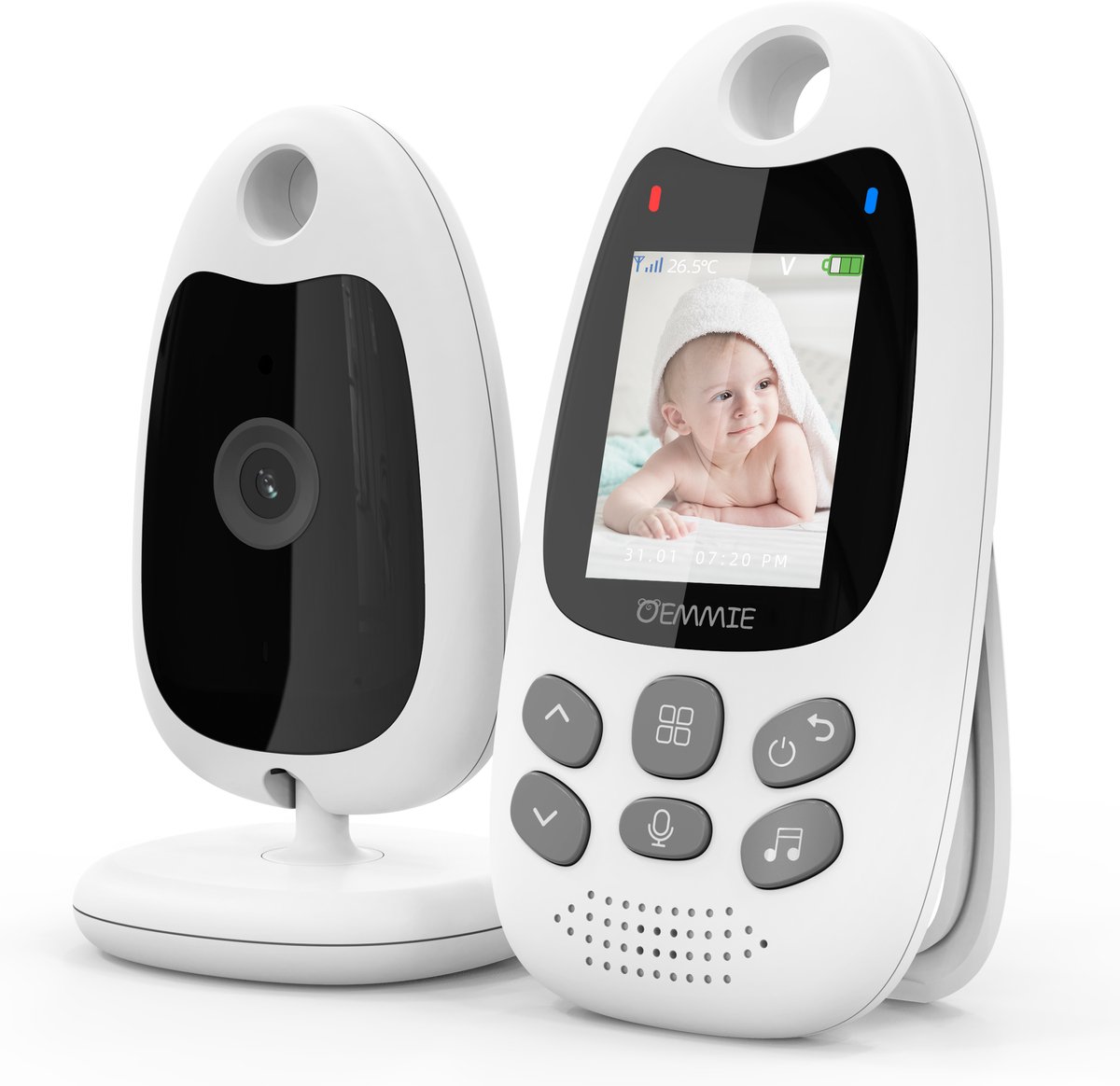 Oemmie Babyfoon - Babyfoon met Camera - Baby Monitor - Baby Camera - Video & Audio - Nachtvisie - Wit