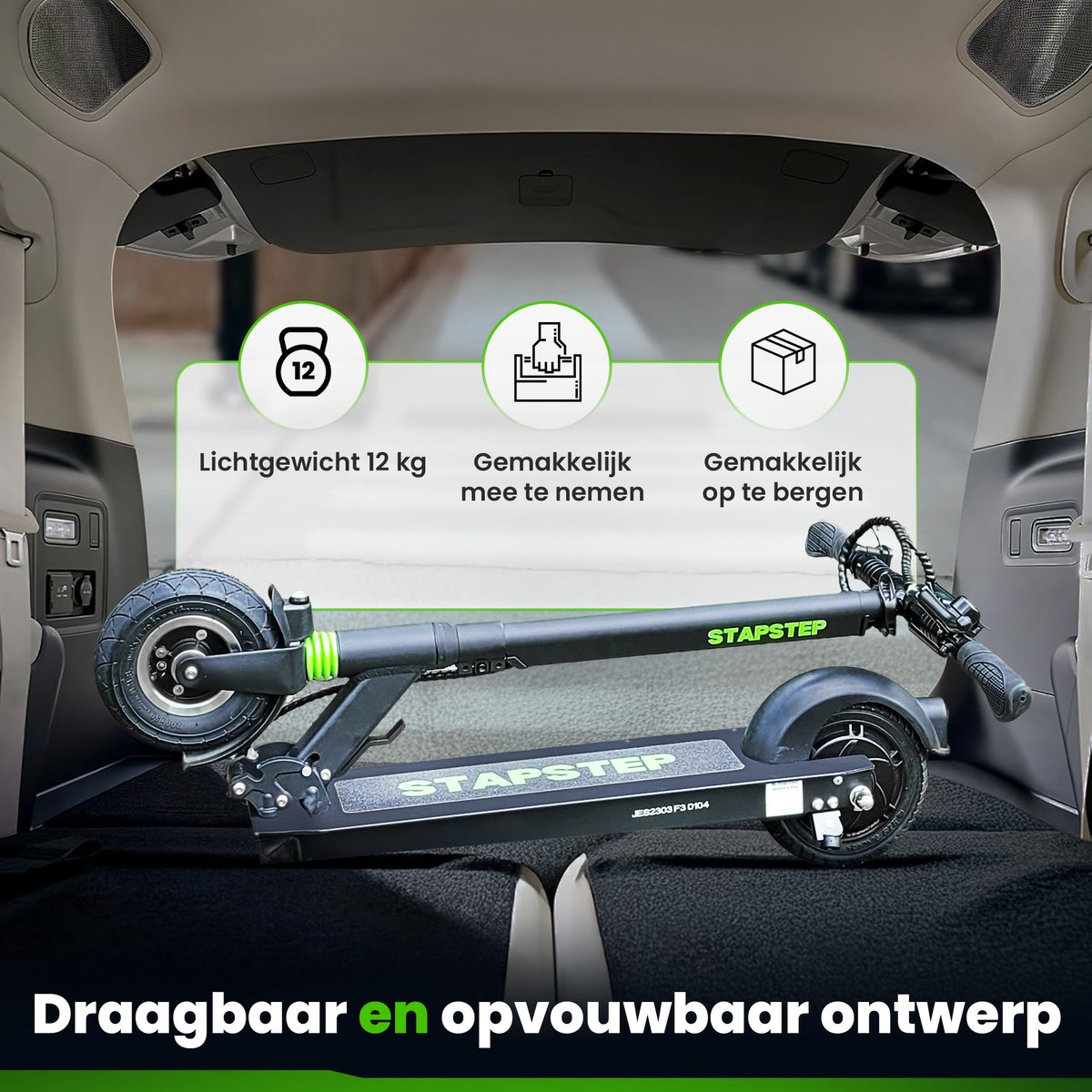 Afbeelding 3 van StapStep Lite+ Elektrische Step voor Volwassenen - Electrische Step - E Step - Wettelijk Toegestaan - 8 Inch - 250W - Snelheid tot 25km/h - Bereik tot 25km - 13KG - Compact Opvouwbaar - Zwart
