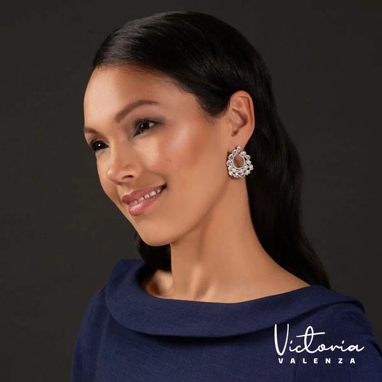 Boucles d'oreilles Boucles d'oreilles Luxe Victoria Valenza Milano pour femme, en Messing , pierre Witte , couleur Argent , 1 paire