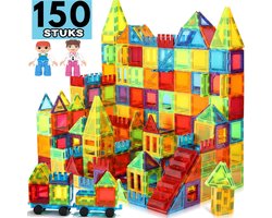 Magnetic Tiles - Magnetisch Speelgoed - Magnetische Tegels - Educatief & Constructie - Montessori Speelgoed - 150 Stuks - Magnetische Bouwstenen - Magnetische Bouwblokken - Voor 3, 4, 5, 6, 7, 8, 9 Jaar - Bouw je Magna Wereld - Kinderen - Playnetix