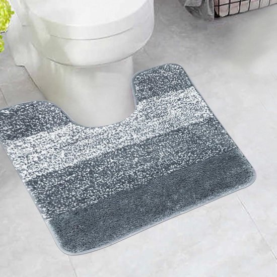PANA WC-mat met uitsparing (45x50 cm) • Antislip badmat met strepen-design • antraciet PANA WC-mat met uitsparing (45x50 cm) • Antislip badmat met strepen-design • antraciet