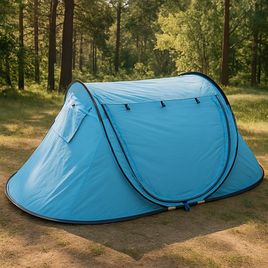 Camping Tent - Pop up Tent - 2 Persoons - Waterdicht - UV bescherming - Blauw - 245 x 145 x 95CM van House of Goods — afbeelding 3