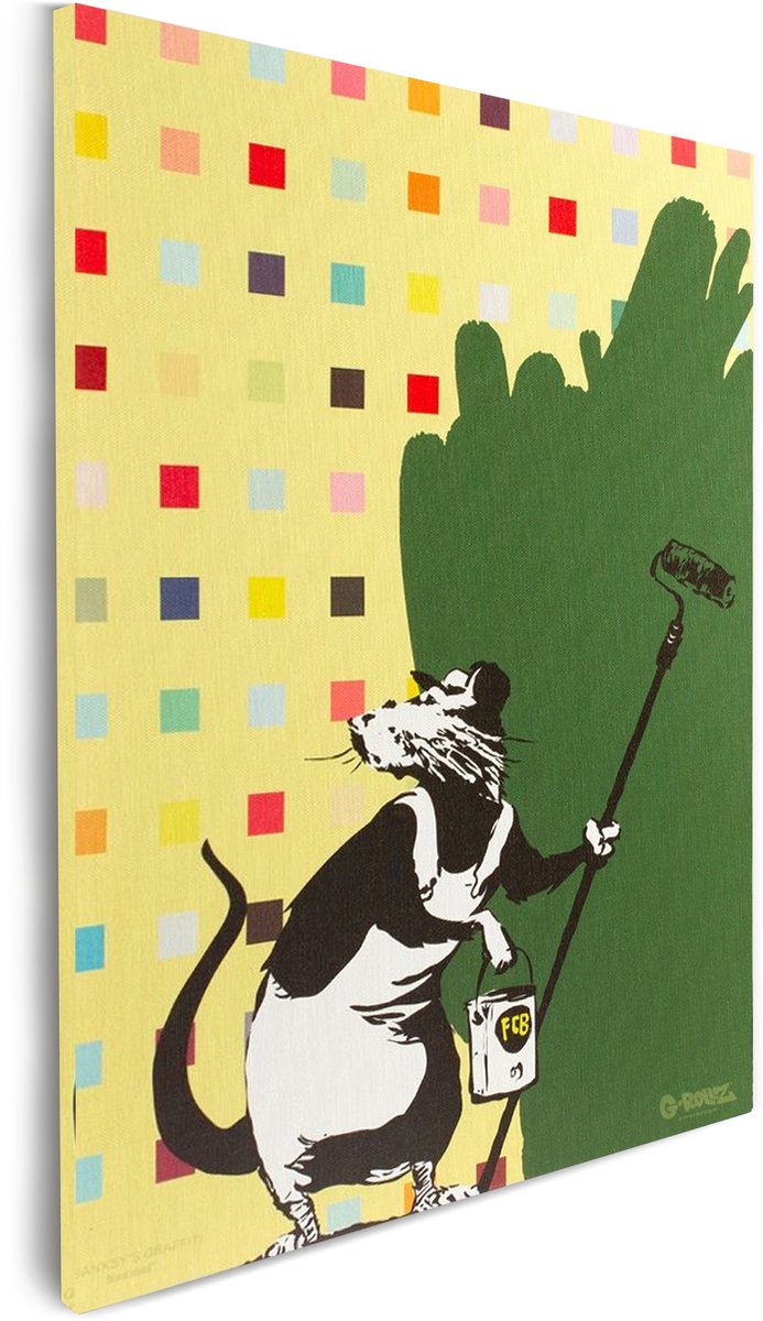 Banksy Graffiti - Canvas Schilderij 64x90 cm - Schilderijen Woonkamer